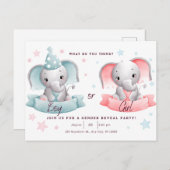 Geschlecht offenbart Party niedlicher Elefant, er Postkarte (Vorne/Hinten)