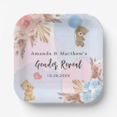 Geschlecht offenbart Party Pampas Teddy Bär pink b Pappteller (Vorderseite)