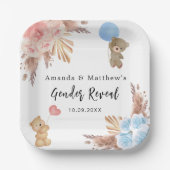 Geschlecht offenbart Party Pampas Teddy Bären Mädc Pappteller (Vorderseite)