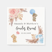 Geschlecht offenbart Party Pampas Teddy Bären Mädc Serviette (Vorderseite)