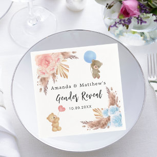Geschlecht offenbart Party Pampas Teddy Bären Mädc Serviette
