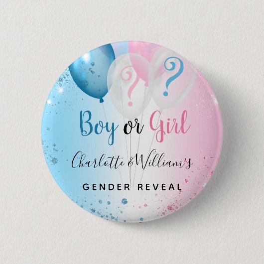 Geschlecht offenbart Party Rosa blauen Jungen Mädc Button (Vorderseite)