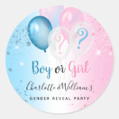 Geschlecht offenbart Party Rosa blauen Jungen Mädc Runder Aufkleber (Vorderseite)