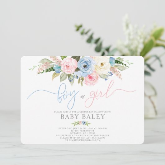 Geschlecht offenbart Pastellfarben Babydusche Einladung (Stehend Vorderseite)