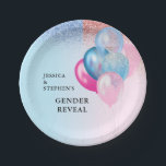 Geschlecht offenbart Pink Blue Balloons Glitzer Pappteller<br><div class="desc">Dieses Design kann in dem Bereich personalisiert werden, der durch das Ändern des Fotos und/oder Textes zur Verfügung gestellt wird. Oder Sie können es anpassen, indem Sie den Mausklick auswählen, um weitere Optionen anzupassen, um die Farbe des Hintergrunds zu löschen oder zu ändern, Text hinzuzufügen, die Textfarbe oder den Stil...</div>