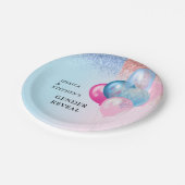 Geschlecht offenbart Pink Blue Balloons Glitzer Pappteller (Schrägansicht)