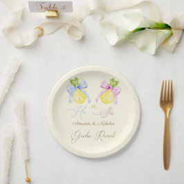 Geschlecht offenbart Pink Blue Bow Lemon Pappteller