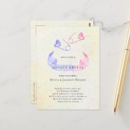 Geschlecht offenbart Pink Blue Button Baby Dusche  Postkarte