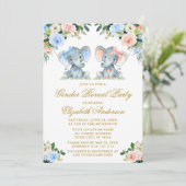 Geschlecht offenbart Pink Blue Floral Baby Elephan Einladung (Stehend Vorderseite)