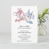 Geschlecht offenbart Pink Blue Watercolor Baby Clo Einladung (Stehend Vorderseite)