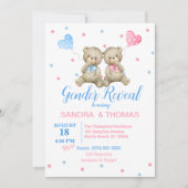 Geschlecht offenbart rosa blaue Bären Einladung (Vorderseite)
