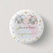 Geschlecht offenbart rosa blaue Flora Elefant Button (Vorderseite)