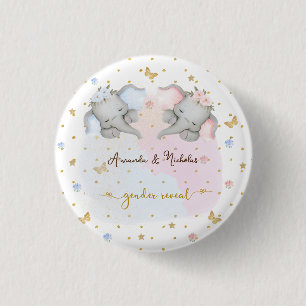 Geschlecht offenbart rosa blaue Flora Elefant Button