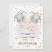 Geschlecht offenbart rosa blaue Flora Elefant Einladung (Vorderseite)