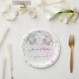 Geschlecht offenbart rosa blaue Flora Elefant Pappteller