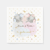 Geschlecht offenbart rosa blaue Flora Elefant Serviette (Vorderseite)