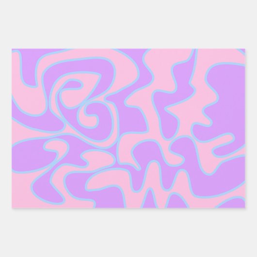 Geschlecht offenbart rosa blaue Groovy Retro einzi Geschenkpapier Set (Vorderseite 3)