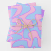 Geschlecht offenbart rosa blaue Groovy Retro einzi Geschenkpapier Set (Beispiel)