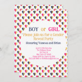 Geschlecht offenbart rosa blaue Herzen Einladung (Vorne/Hinten)