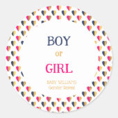 Geschlecht offenbart rosa blaue Herzen Runder Aufkleber (Vorderseite)