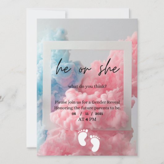 Geschlecht offenbart rosa blauen Rauch (Vorderseite)