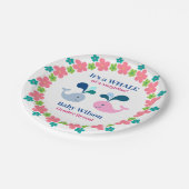 Geschlecht offenbart rosa Blauer Wal einer Überras Pappteller (Schrägansicht)