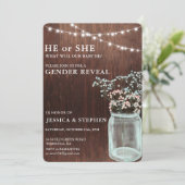 Geschlecht offenbart rosa blaues Gipskraut Holz Einladung (Stehend Vorderseite)