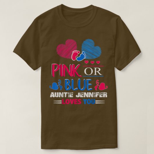 Geschlecht offenbart rosa oder blaue Tante Jennife T-Shirt (Design vorne)