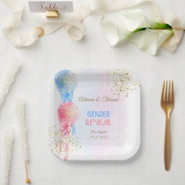 Geschlecht offenbart rosa und blaue Balkone Pappteller