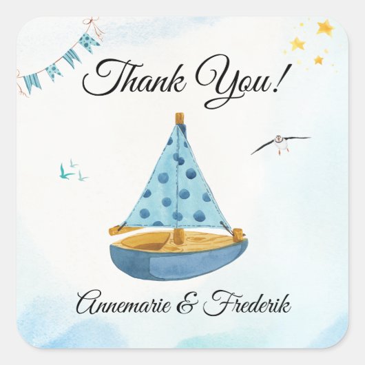 Geschlecht offenbart Sailboat Quadratischer Aufkleber (Vorderseite)