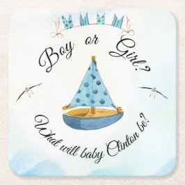 Geschlecht offenbart Sailboat Rechteckiger Pappuntersetzer