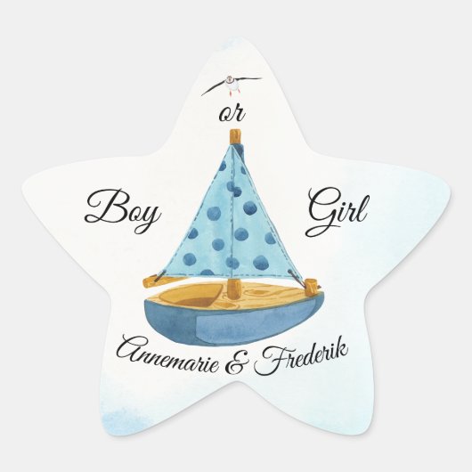 Geschlecht offenbart Sailboat Stern-Aufkleber (Vorderseite)