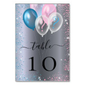 Geschlecht offenbart silberrosa blaue Tischnummer (Vorderseite)