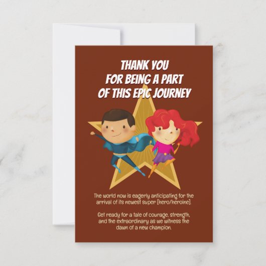 Geschlecht offenbart Superhelden Niedlich Blue Pin Dankeskarte (Vorderseite)