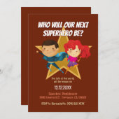 Geschlecht offenbart Superhelden Niedlich Blue Pin Einladung (Vorne/Hinten)