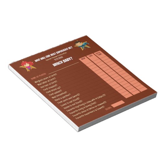 Geschlecht offenbart Superhelden Niedlich Blue Pin Notizblock (angewinkelt)