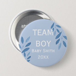 Geschlecht offenbart Team Boy blauen Aquarell Blüt Button