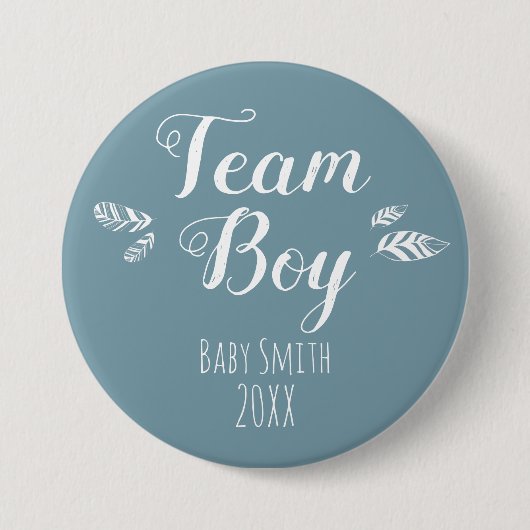 Geschlecht offenbart Team Boy blauer Button (Vorderseite)