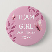 Geschlecht offenbart Team Girl rosa Aquarellblume Button (Vorderseite)