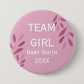 Geschlecht offenbart Team Girl rosa Aquarellblume Button (Vorderseite)