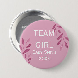 Geschlecht offenbart Team Girl rosa Aquarellblume Button