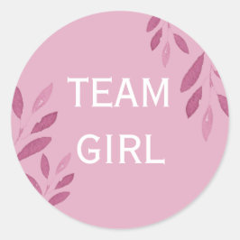 Geschlecht offenbart Team Girl rosa Aquarellblume Runder Aufkleber