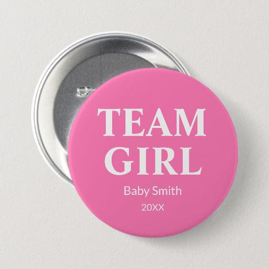 Geschlecht offenbart Team Girl rosa Wasserfarbe je Button (Vorne & Hinten)