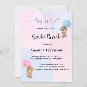 Geschlecht offenbart Teddy Bären pink blauen Junge Einladung