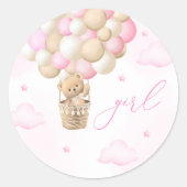 Geschlecht offenbart Teddy Bear Pink Girl Runder Aufkleber (Vorderseite)