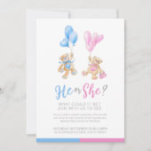 Geschlecht offenbart Teddybär Thema Einladung (Vorderseite)