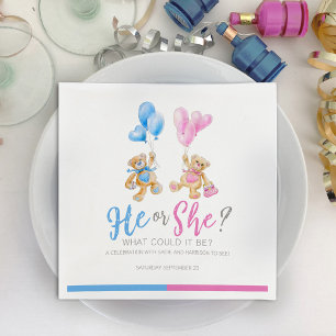 Geschlecht offenbart Teddybär Thema Serviette