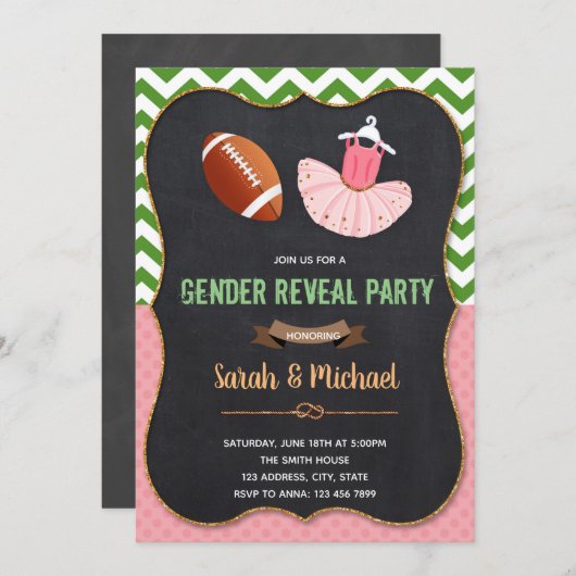 Geschlecht offenbart Touchdown oder Tutu-Einladung Einladung (Vorne/Hinten)