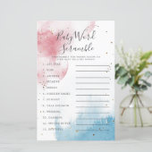 Geschlecht offenbart Watercolor Baby Word Scramble (Stehend Vorderseite)
