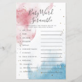Geschlecht offenbart Watercolor Baby Word Scramble (Vorderseite)